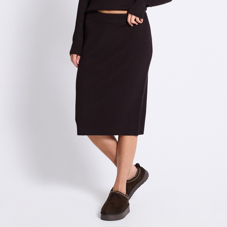 Rib-knit skirt "Jill" Brown